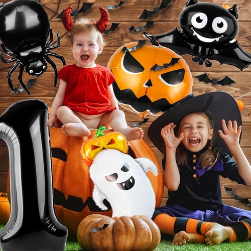 First Halloween Balloon Set for Kids First Birthday Party Decorations - Black & Orange