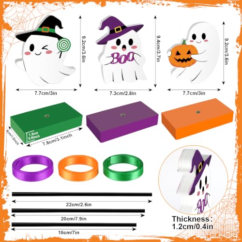 Halloween Wooden Ghost Signs Set - Cute Ghost Table Decorations - Variation of Cute Ghost