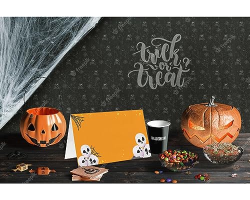 Halloween Table Place Cards Set - 25 Tent Style Food Labels - Halloween / Halloween Table Place Card 01