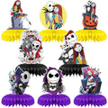 8pcs Halloween Christmas Honeycomb Centerpieces for Table Party Decor - Jack & Sally Characters