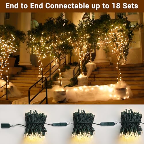 Warm White Twinkle Christmas Lights - 100 LED Connectable String, Indoor Outdoor