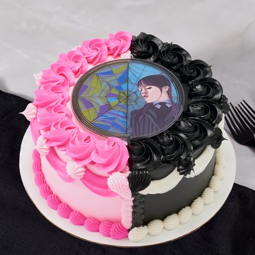 Wednesday Addams Cake Topper - Stained Glass Effect, Food Safe, 4.8"