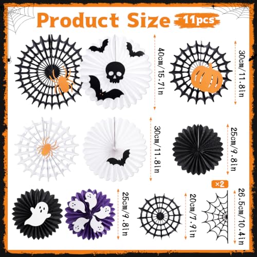 Halloween Paper Fan Decorations with Spider Web Ghost Bats Skeleton - Indoor Wall Decor - Variation of THIS listing
