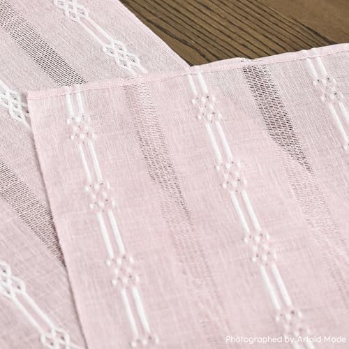Pink Farmhouse Embroidered Table Runner 13x72 Inch - Seasonal Kitchen Decor