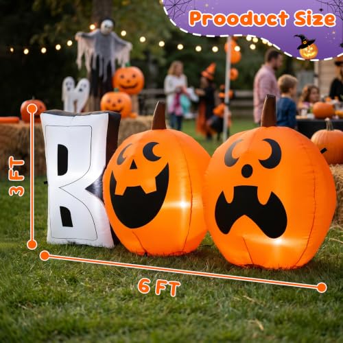 Halloween 6ft Pumpkin Inflatable Decoration - Boo Pumpkin Variation