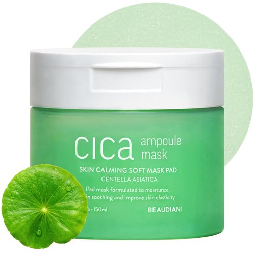 BEAUDIANI CICA Ampoule Mask Pads (Spot Mask) – Round Pre-Soaked Calming Pads with 3,026 PPM Centella Asiatica, 5-Hyaluronic Acid & Peptide Complex, Low-Irritation Tested, 100 Pads / 150ml