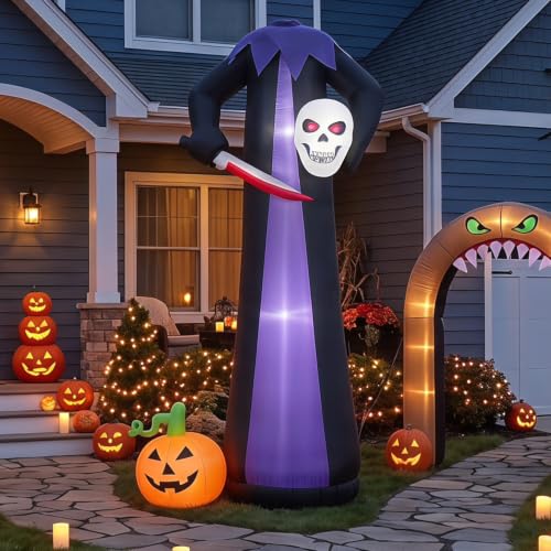10FT Purple Grim Reaper Inflatable Halloween Yard Decor with LED Lights