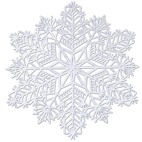 Silver Snowflake Placemats Set of 12 - Elegant Holiday Table Mats for Dining