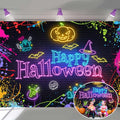 7x5ft Neon Halloween Backdrop Banner for Party Decorations - Realistic Photo Background