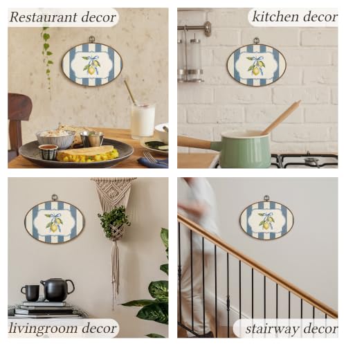 Blue and White Lemon Fruit Oval Wall Art Decor - 11.4x8.6 Inch - Lemon 6