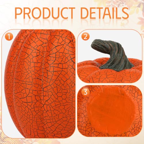 Yellow Fake Resin Pumpkin Decor Set - 2 Pieces Fall Halloween Thanksgiving