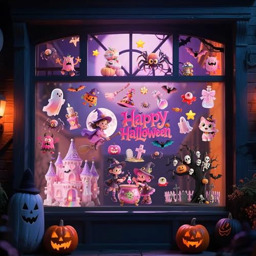 Halloween Window Clings Set - 75PCS Spooky & Cute Stickers for Glass Decor