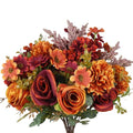 Artificial Fall Flowers Bouquet Set - Orange & Red Faux Autumn Flowers for Decor