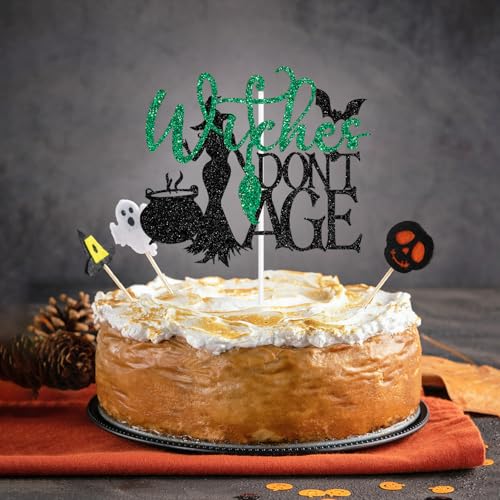 Witches Don't Age Cake Topper Halloween Witch Birthday Decoration