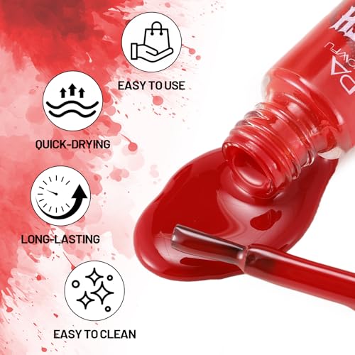 Blood Red Tooth Paint - Realistic SFX Makeup for Vampire Looks, Halloween, Durable, Non-Toxic, with Variation: Red