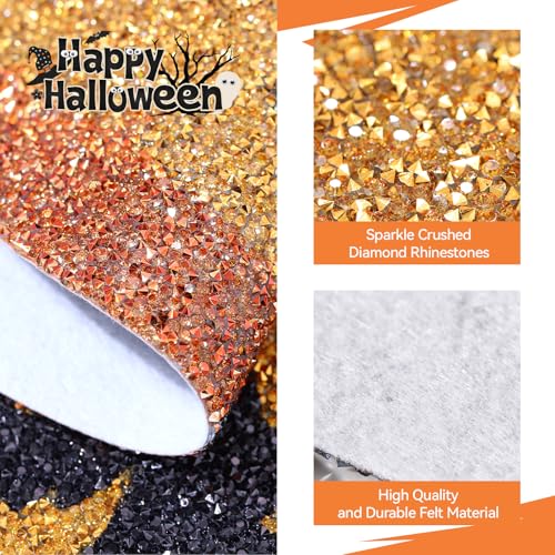 Halloween Round Placemats Set of 4 - Yellow Rhinestone Table Decor