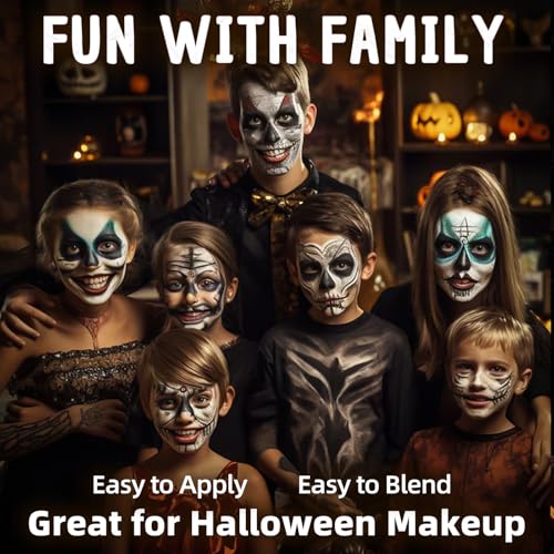 Halloween Skeleton Makeup Kit with Face & Body Paint, Brushes & Sponges