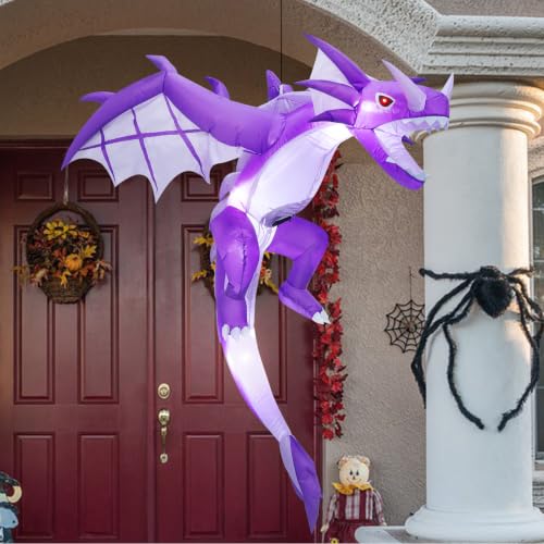 Inflatable Halloween Dragon Yard Decoration with LED Lights and Wings - 6ft Outdoor & Indoor