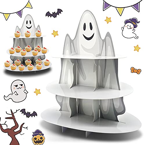 Ghost 3-Tier Halloween Cupcake Stand Tower Cake Display Dessert Tree for Halloween Party