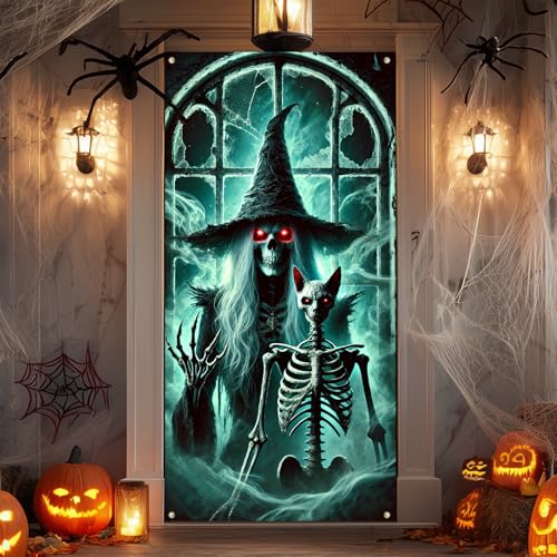Halloween Moonlit Skeleton Pair Door Cover Decorations - Variation: Halloween Skeleton Dance