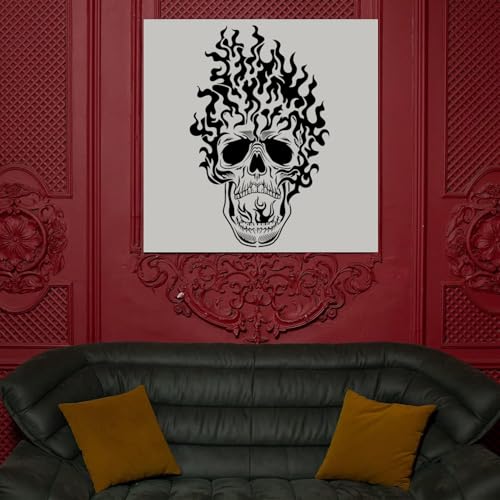 Halloween Skull Painting Stencils - Snake Skull Pattern, Large Reusable Templates for Wall Art & Crafts