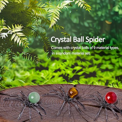 Handmade Spider Crystal Ball Figurine Set - Gothic Decor with Black Alloy Base, 9pcs, 1.77-2.16 Inches Variation of THIS listing