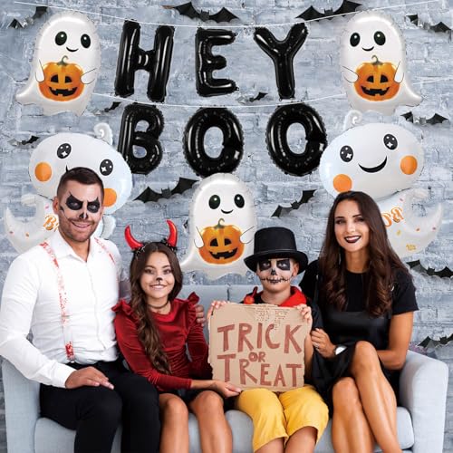 Halloween Balloon Set Hey Boo - 23Pcs Ghost Bat Foil Balloons Party Decorations