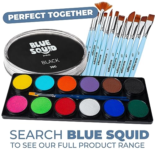 Blue Squid Water-Based Black Face Paint 30g - Professional Face & Body Makeup for Kids & Adults