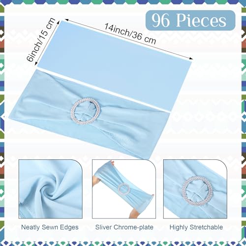 Sky Blue 108 Pcs Stretch Chair Sash Bands & Satin Table Runner Set - Wedding & Party Decor