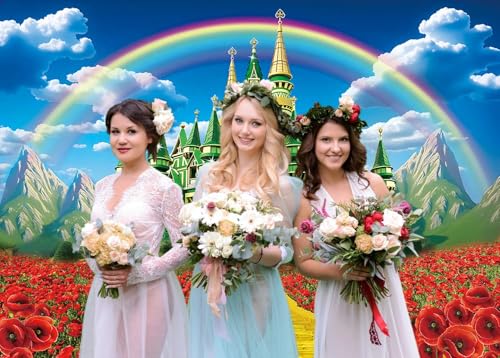 8x6FT Rainbow Castle Backdrop for Photography Princess Birthday Party Decorations