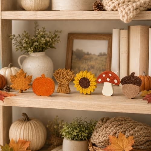 Fall Decor Leaf Pumpkin Sunflower Acorn Set - Rustic Autumn Home Decorations