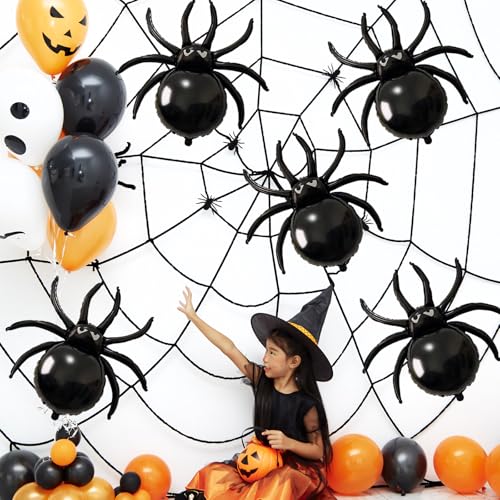 Halloween Spider Balloons Set - 6 Large 32-Inch Foil Spooky Decorations - Style3