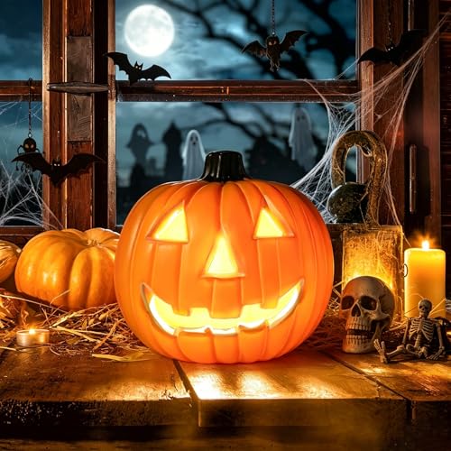 8-Inch LED Halloween Pumpkin Decoration Indoor Outdoor Lighted Decor
