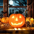 8-Inch LED Halloween Pumpkin Decoration Indoor Outdoor Lighted Decor