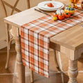 Joyfol Day Rust Tartan Table Runner 13x108 Inch Fall & Halloween Decor - Washable & Scratch-Proof