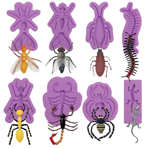 Purple Insect Fondant Molds - Bug Cake Decoration Silicone Set for Halloween