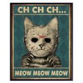 14x11 Framed Cute Cat Horror Movie Poster - Kitty Wall Art for Halloween Decorations