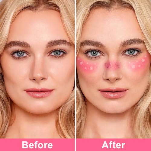 8Pcs Rose-Pink Blush and Glitter Freckles Face Tattoos Set A - Waterproof & Long-Lasting