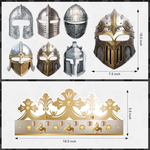 Medieval Knight Party Masks & Crowns Set - 20 Pieces for Costumes & Events