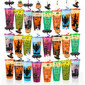 24 Pack Color Changing Halloween Cups with Lids & Straws - 24 oz Reusable Party Tumblers