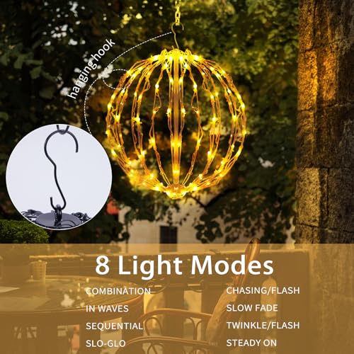 12 Inch Christmas Ball Lights - Warm White LED Outdoor Decor 3 Pack