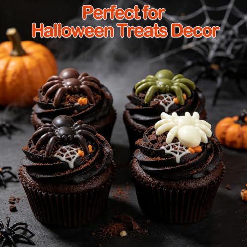 Halloween Chocolate & Candy Mold Set - Spider & Bat Silicone Molds, Brown Variation