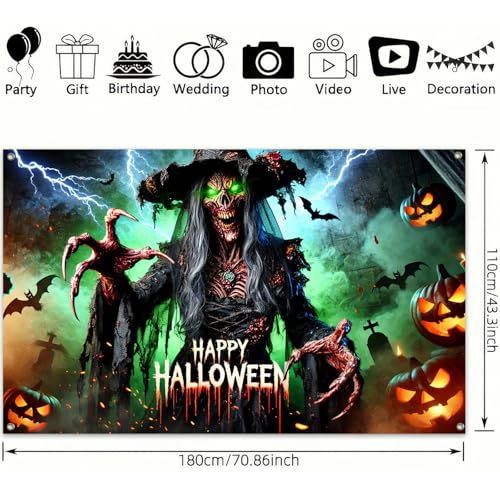 Halloween Party Backdrop Graveyard Scene 71x43 Inch Haunted Decor