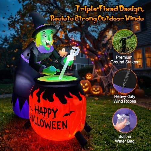 8FT Halloween Inflatable Witch - Purple Outdoor Yard Decoration
