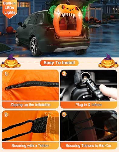 4ft Inflatable Halloween Car Decoration Pumpkin with LED Lights - Multicolor