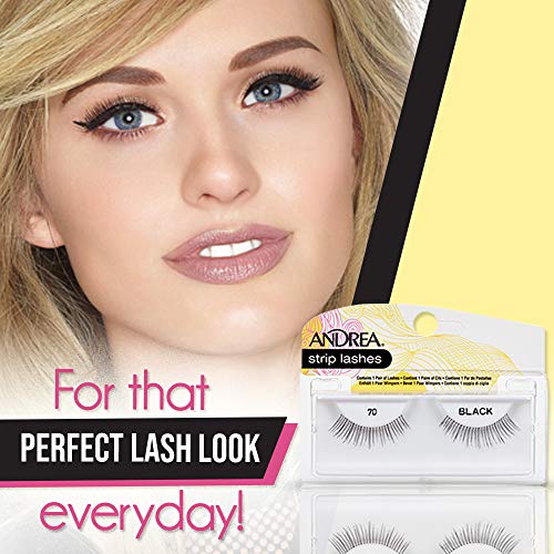 False Eyelashes 70 Flirty Style - Black, Reusable Strip Lashes 4-Pack