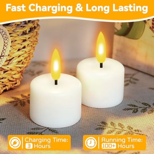 Rechargeable LED Tea Lights with Remote & Timer - White, 1.6 Inch, 6 Pack