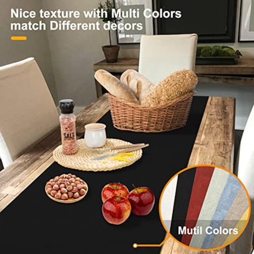 Wipeable Farmhouse Table Runner 108 Inch Black for Indoor Outdoor Dining