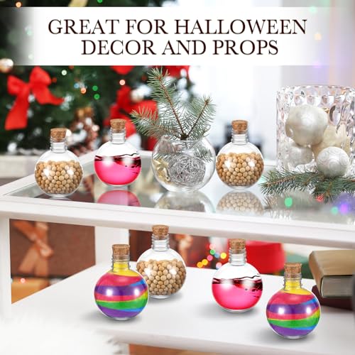 Plastic Potion Bottles with Cork Stoppers - 48 Pcs, Wood Color Variation