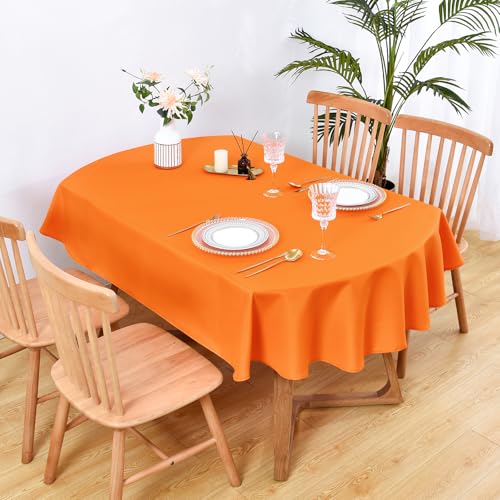Oval Tablecloth 60 x 102 Inch Washable Fabric - Orange, Holiday & Party Decor